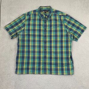 Alaskan Hardgear Button Down Shirt Men 2XLT Green Plaid Outdoor Short Sleeve